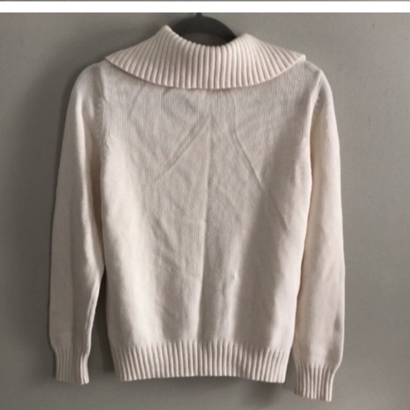 Vintage Cable Knit Cream Soft Cotton Blend Eclectic Grandpa Cardigan Size M - Picture 6 of 10